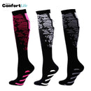 Kit 3 Pares de Meia Compressão 20-30 mmHg - Rosa Branca Cinza