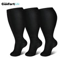 Kit Plus Size 3 Pares de Meias Compressão 20-30mmHg - Preta