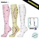 Kit 3 Pares de Meia Compressão 20-30 mmHg - Flores A - COMPRE 2 LEVE 3 + Brinde