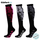 Kit 3 Pares de Meia Compressão 20-30 mmHg - Rosa Branca Cinza