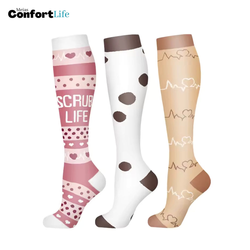 Kit 3 Pares de Meia Compressão 20-30 mmHg - Cambrige - COMPRE 2 LEVE 3 + Brinde