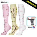 Kit 3 Pares de Meia Compressão 20-30 mmHg - Flores A - COMPRE 2 LEVE 3 + Brinde (PROMO)